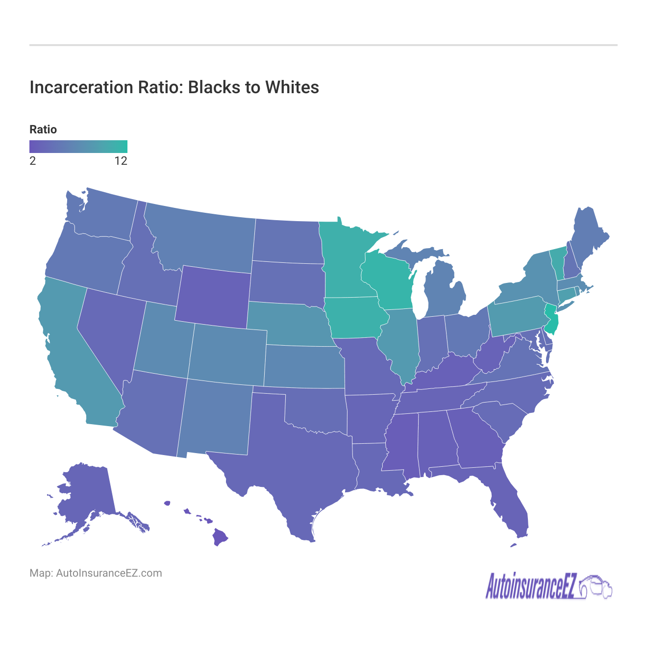<h3>Incarceration Ratio: Blacks to Whites</h3> <h3>Incarceration Ratio: Blacks to Whites</h3>